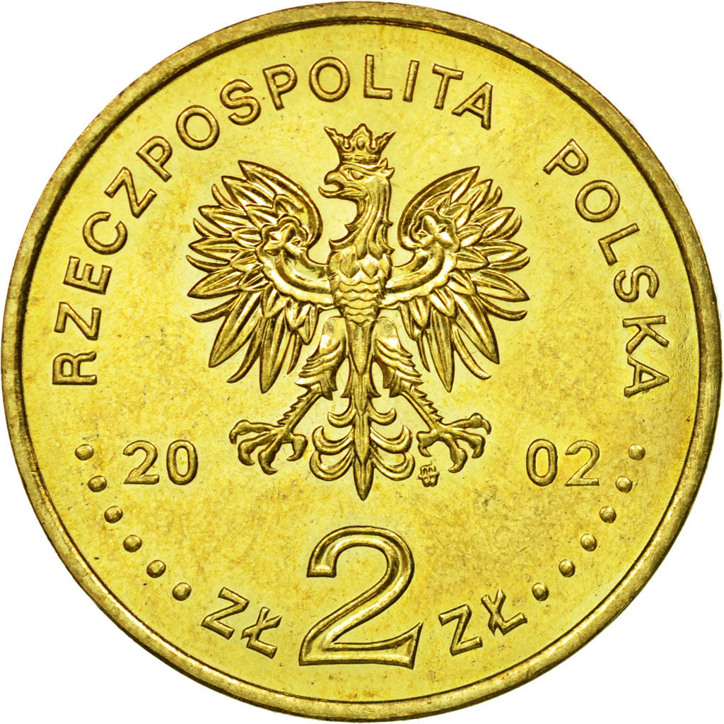 Coin, Poland, 2 Zlote, 2002, Warsaw, AU(55-58), Brass, KM:431