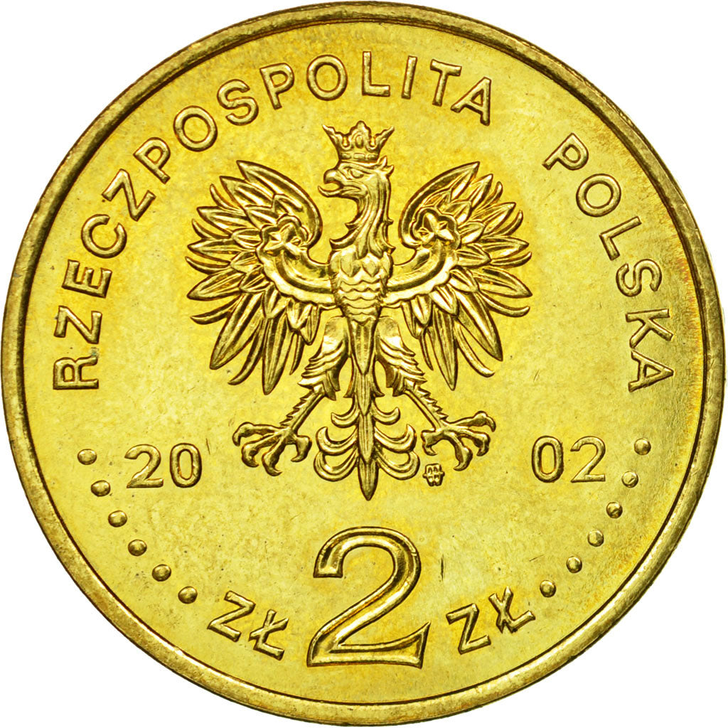 Coin, Poland, 2 Zlote, 2002, Warsaw, AU(55-58), Brass, KM:443