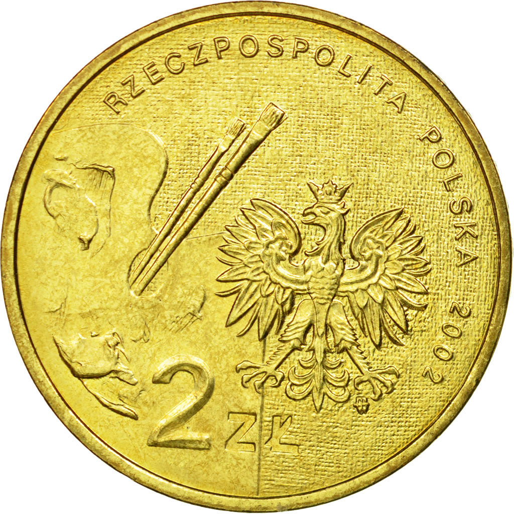 Coin, Poland, 2 Zlote, 2002, Warsaw, AU(55-58), Brass, KM:444