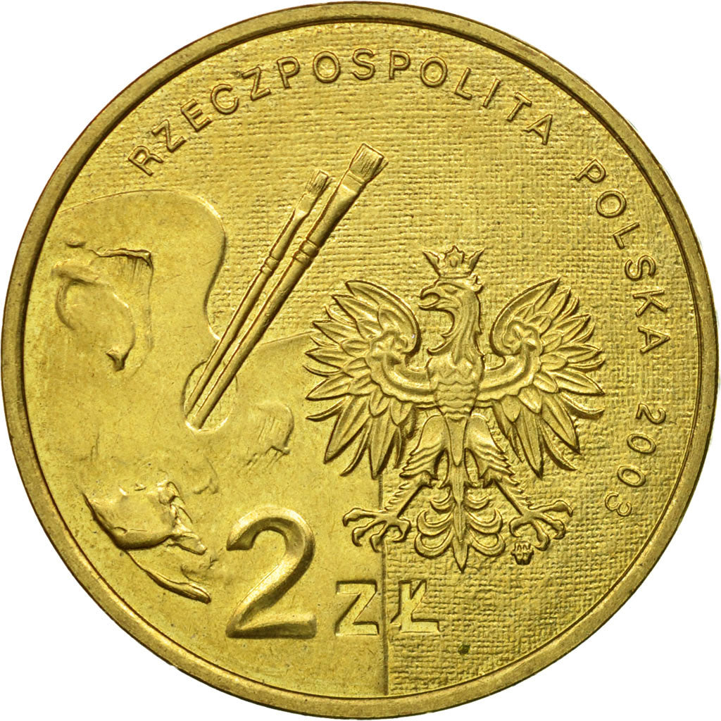 Coin, Poland, 2 Zlote, 2003, Warsaw, EF(40-45), Brass, KM:477