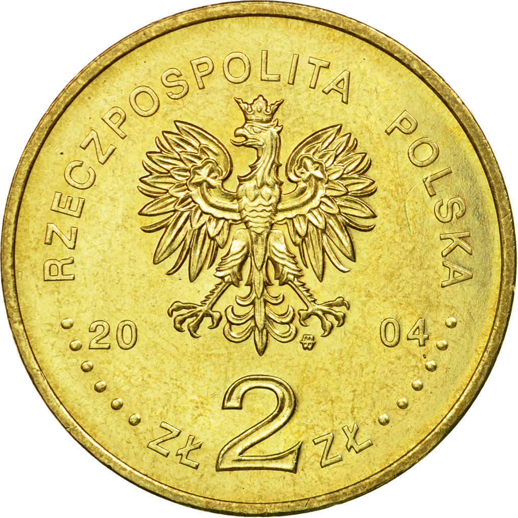 Münze, Polen, 2 Zlote, 2004, Warsaw, SS, Messing, KM:481