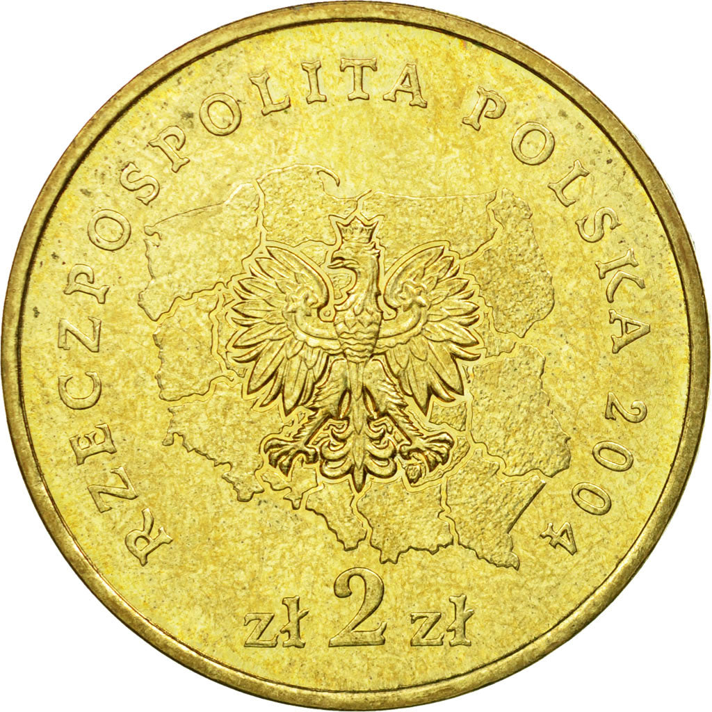 Moneda, Polonia, 2 Zlote, 2004, Warsaw, MBC, Latón, KM:486