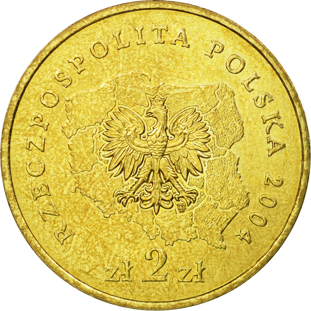 Moneda, Polonia, 2 Zlote, 2004, Warsaw, MBC, Latón, KM:487
