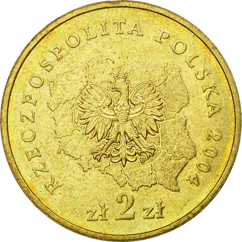 Moneda, Polonia, 2 Zlote, 2004, Warsaw, MBC, Latón, KM:488