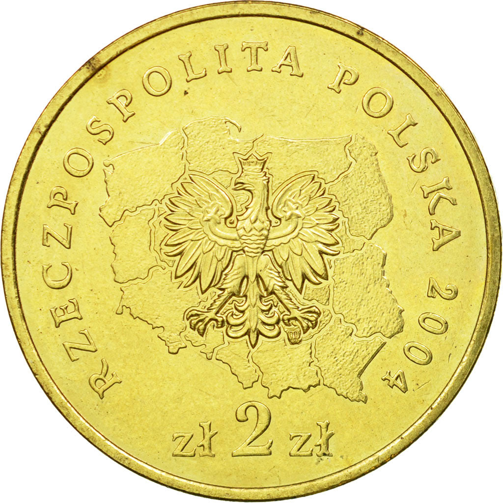 Moneda, Polonia, 2 Zlote, 2004, Warsaw, MBC, Latón, KM:491