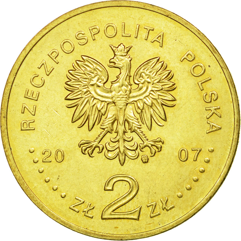 Coin, Poland, 2 Zlote, 2007, Warsaw, EF(40-45), Brass, KM:610
