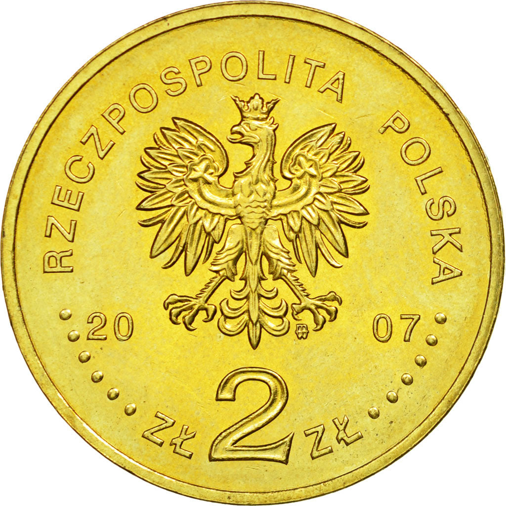 Coin, Poland, 2 Zlote, 2007, Warsaw, EF(40-45), Brass, KM:591