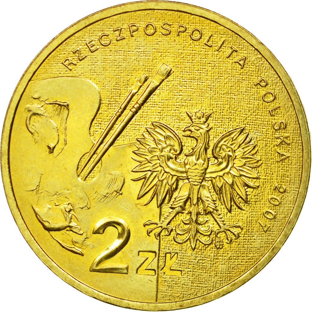 Coin, Poland, 2 Zlote, 2007, Warsaw, EF(40-45), Brass, KM:626