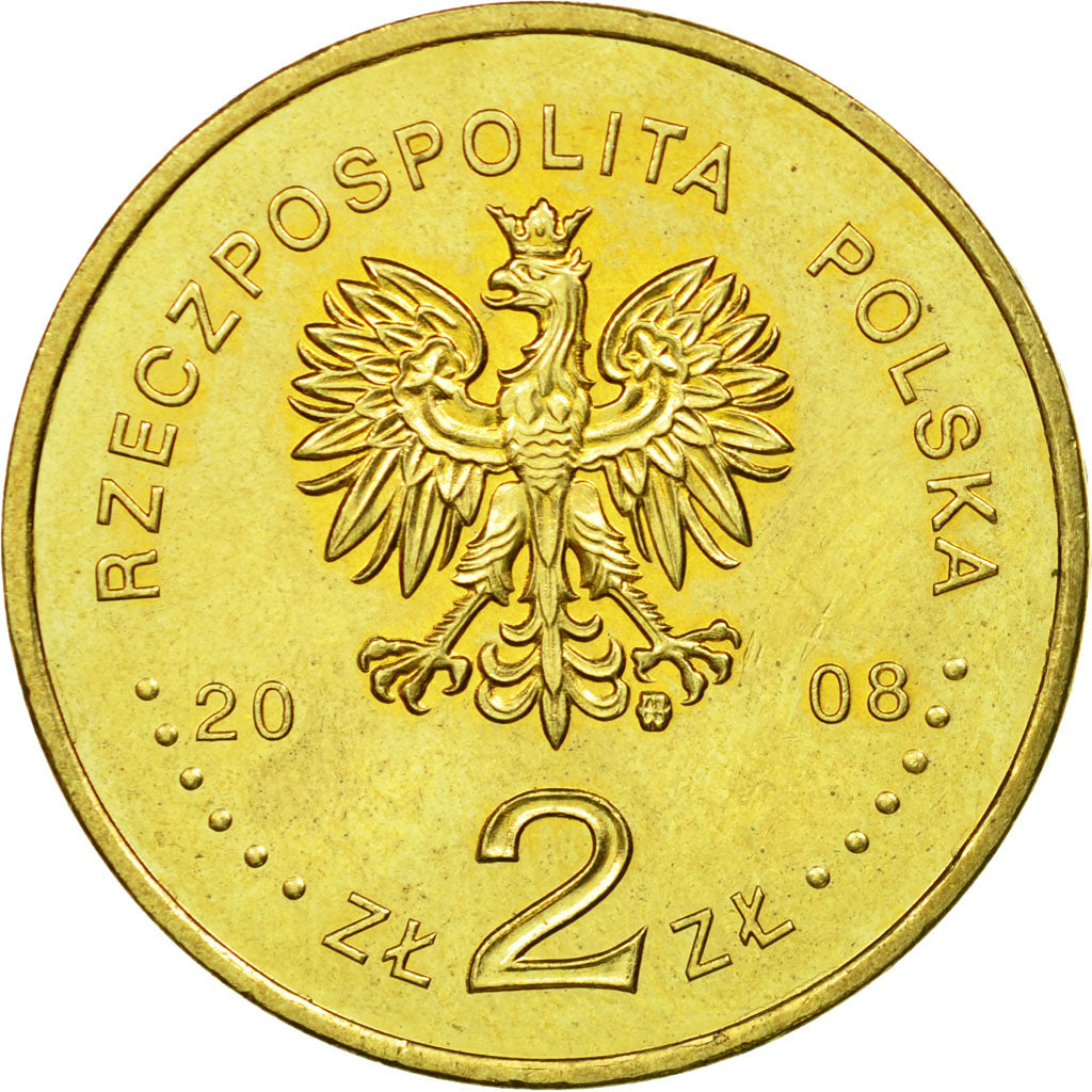 Coin, Poland, 2 Zlote, 2008, Warsaw, EF(40-45), Brass, KM:638
