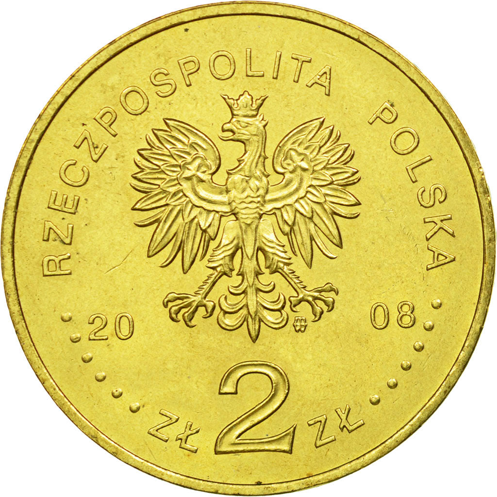 Coin, Poland, 2 Zlote, 2008, Warsaw, EF(40-45), Brass, KM:662