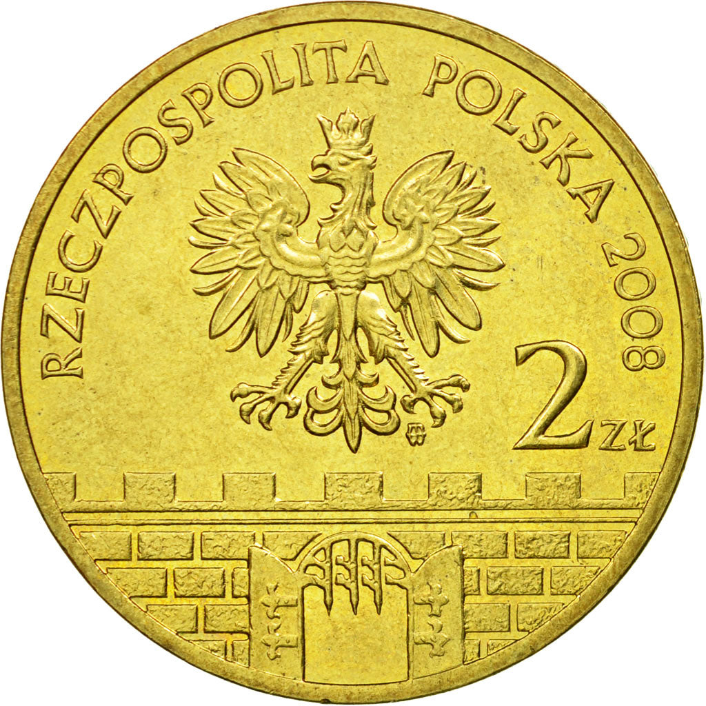 Coin, Poland, 2 Zlote, 2008, Warsaw, EF(40-45), Brass, KM:663