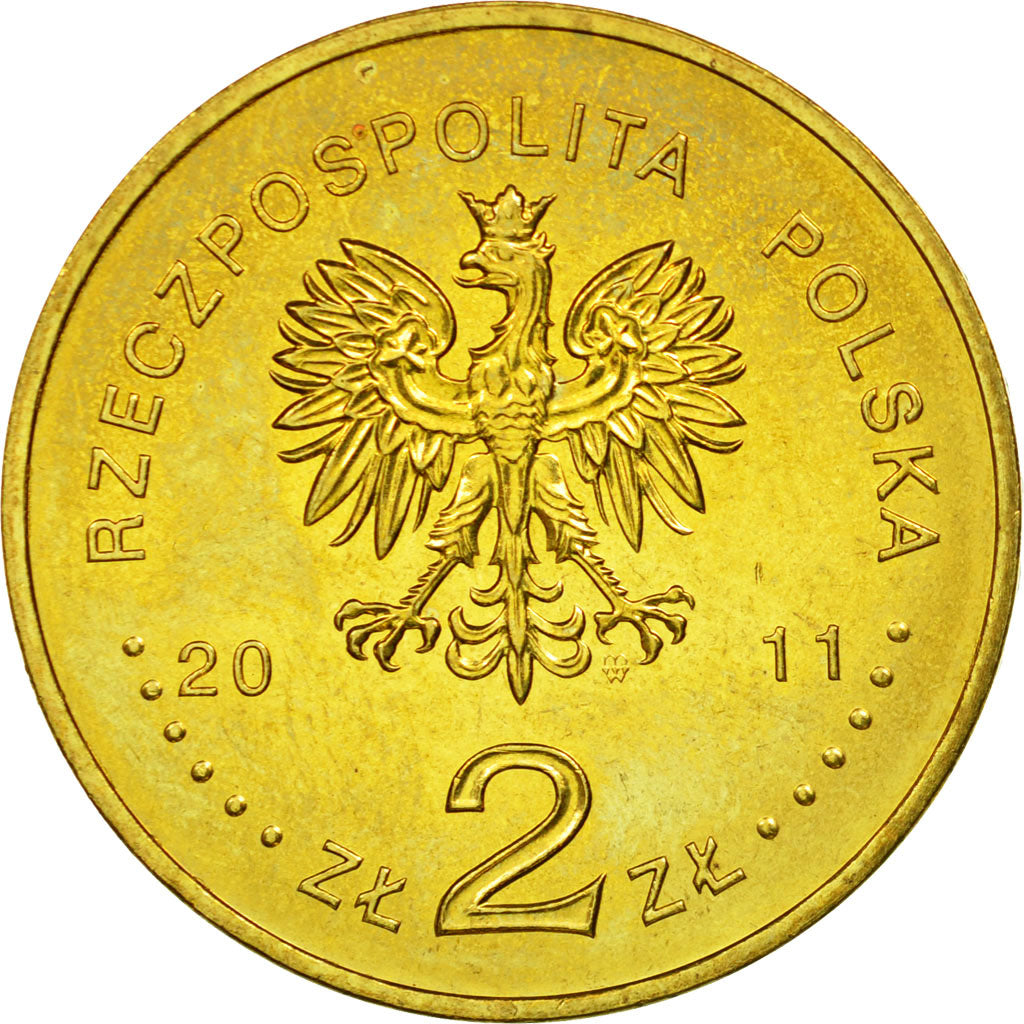 Coin, Poland, 2 Zlote, 2011, Warsaw, AU(55-58), Brass, KM:777