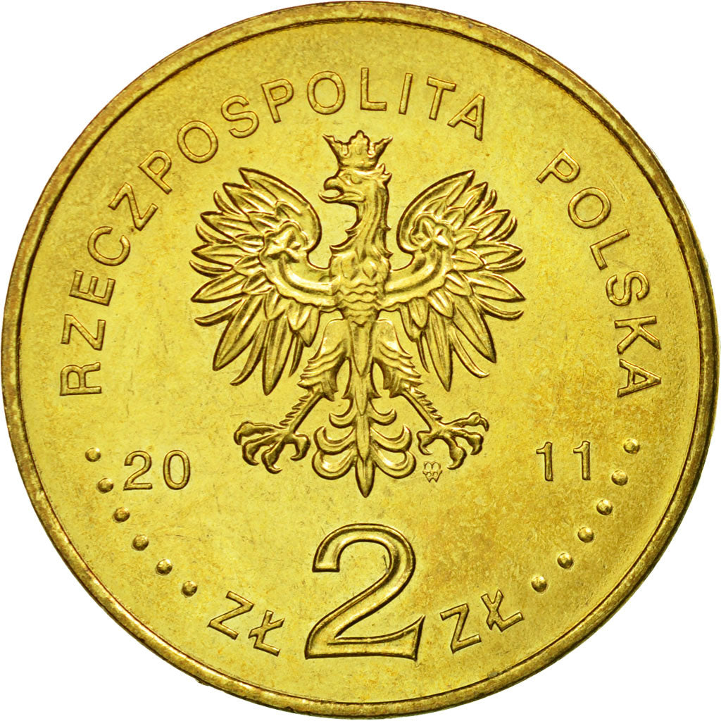 Coin, Poland, 2 Zlote, 2011, Warsaw, AU(55-58), Brass, KM:783