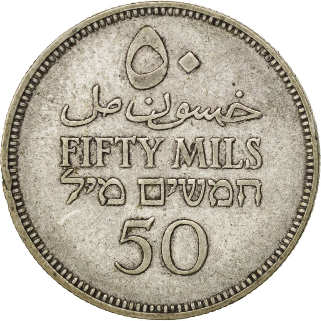 PALESTINE, 50 Mils, 1940, KM #6, EF(40-45), Silver, 23.5, 5.80