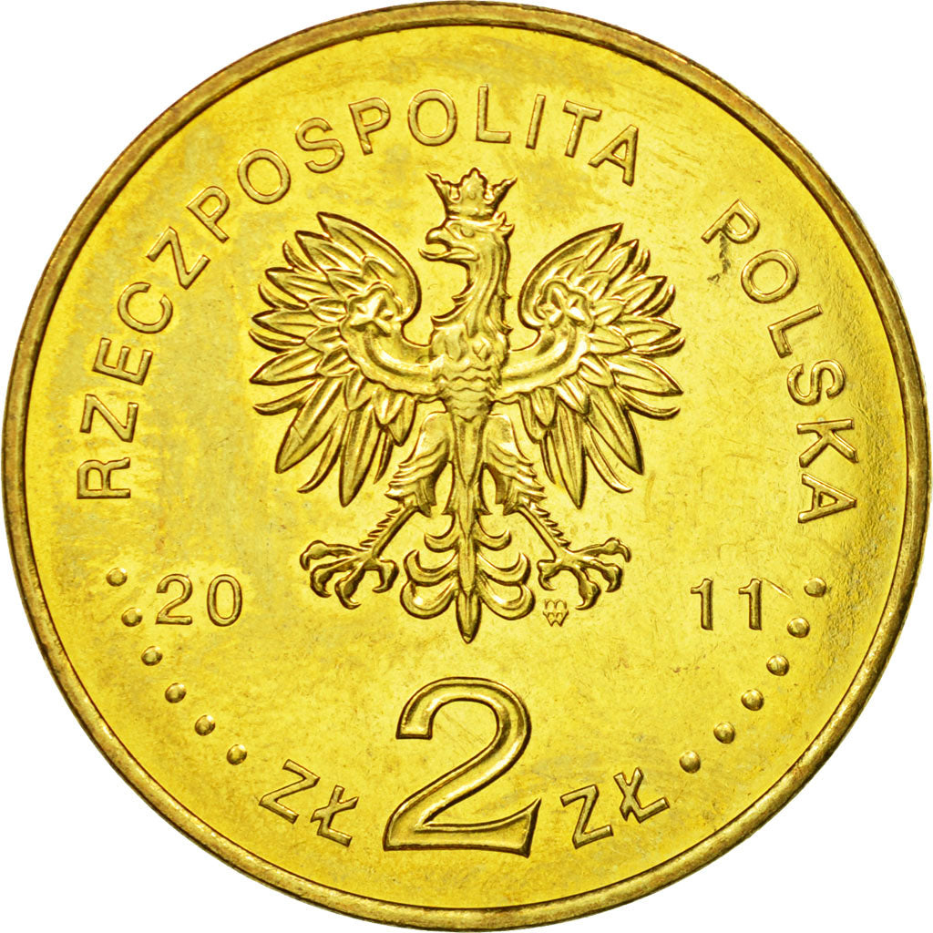 Coin, Poland, 2 Zlote, 2011, Warsaw, AU(55-58), Brass, KM:792