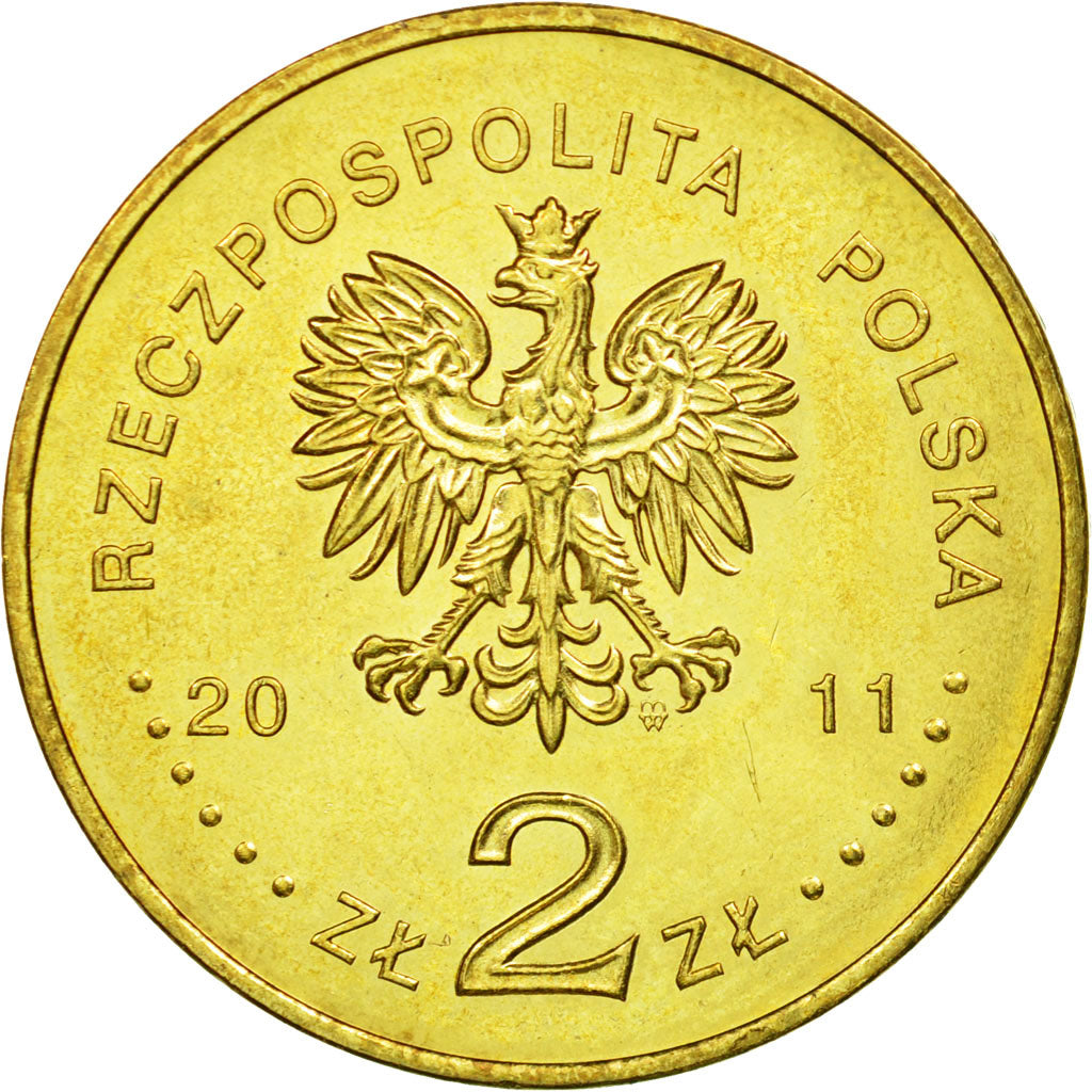 Coin, Poland, 2 Zlote, 2011, Warsaw, AU(55-58), Brass, KM:801
