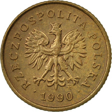 Coin, Poland, Grosz, 1990, Warsaw, EF(40-45), Brass, KM:276