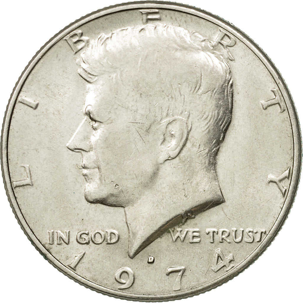 Coin, United States, Kennedy Half Dollar, Half Dollar, 1974, U.S. Mint, Denver