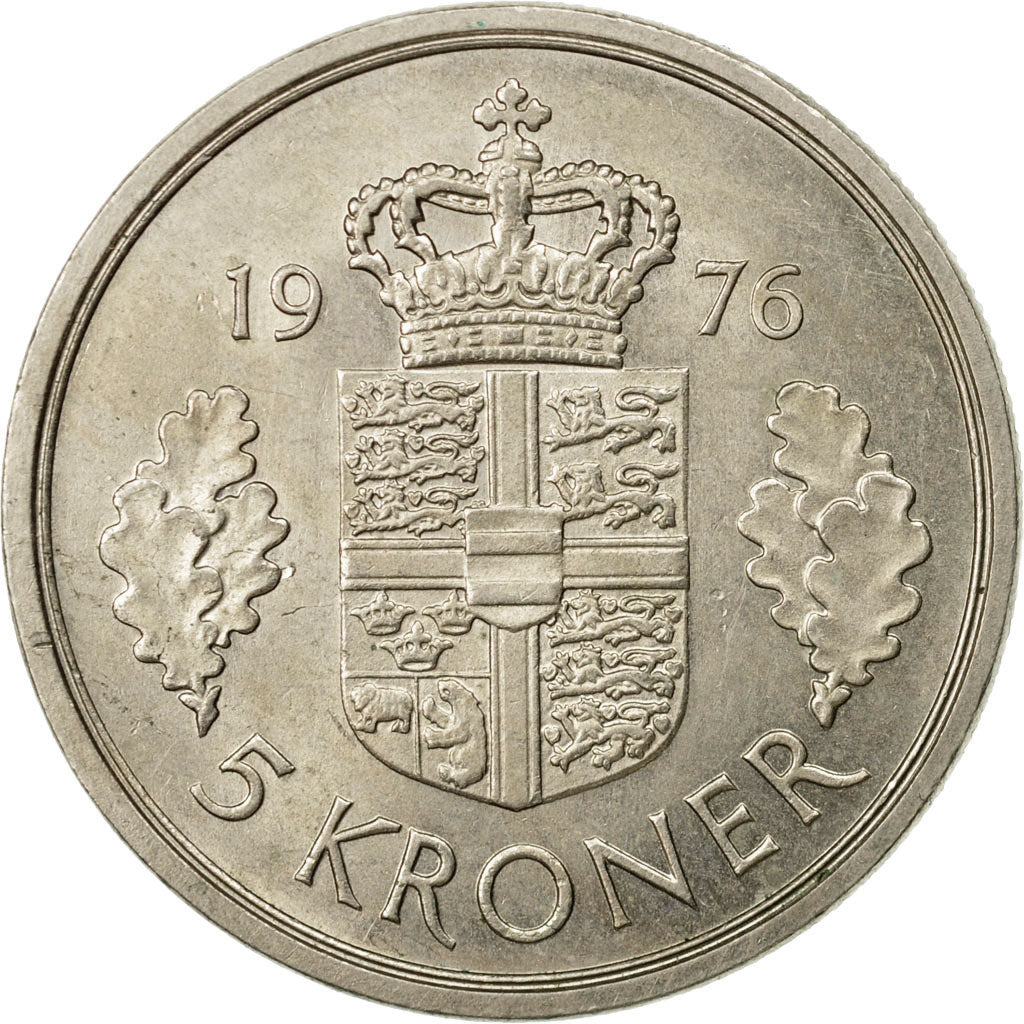 Monnaie, Danemark, Margrethe II, 5 Kroner, 1976, Copenhagen, SUP, Copper-nickel