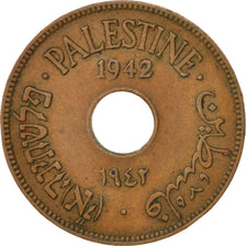 PALESTINE, 10 Mils, 1942, KM #4a, EF(40-45), Bronze, 27, 6.39