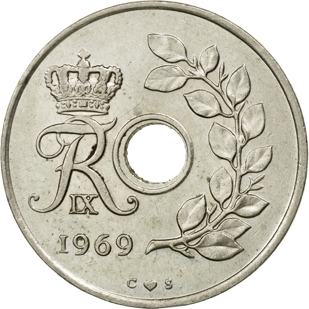 Monnaie, Danemark, Frederik IX, 25 Öre, 1969, Copenhagen, SUP, Copper-nickel