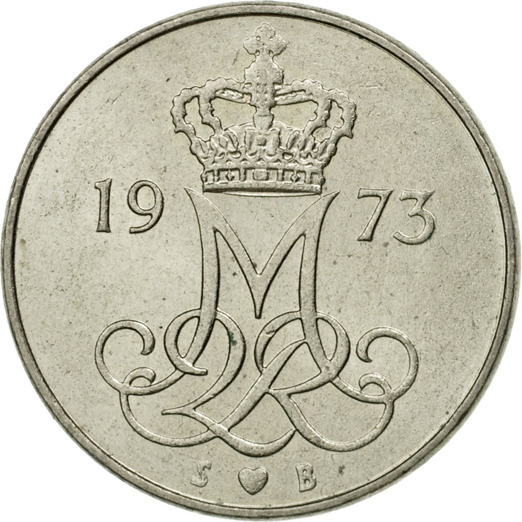 Monnaie, Danemark, Margrethe II, 10 Öre, 1973, Copenhagen, SUP, Copper-nickel