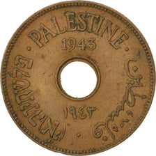 PALESTINE, 10 Mils, 1943, KM #4a, EF(40-45), Bronze, 27, 6.42