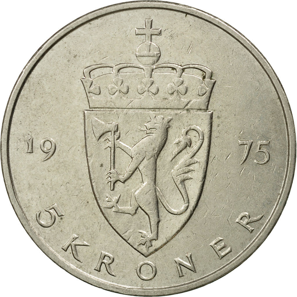 Monnaie, Norvège, Olav V, 5 Kroner, 1975, SUP, Copper-nickel, KM:420