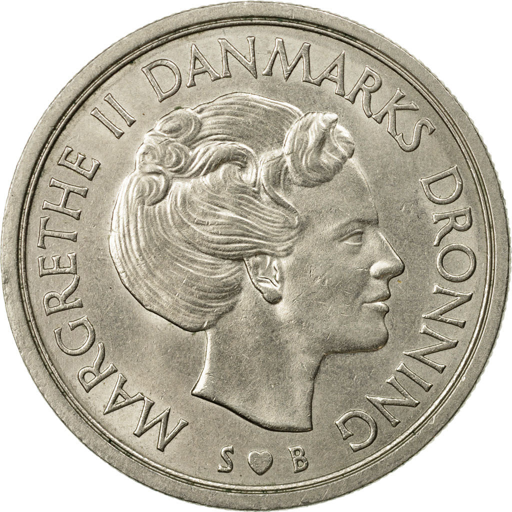 Coin, Denmark, Margrethe II, 5 Kroner, 1976, Copenhagen, AU(55-58)
