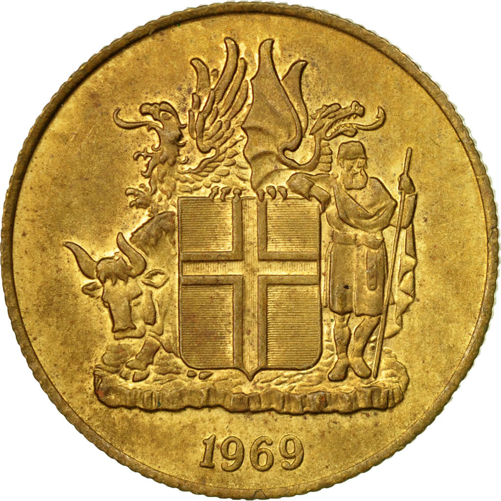 Coin, Iceland, Krona, 1969, EF(40-45), Nickel-brass, KM:12a
