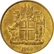 Coin, Iceland, Krona, 1969, EF(40-45), Nickel-brass, KM:12a