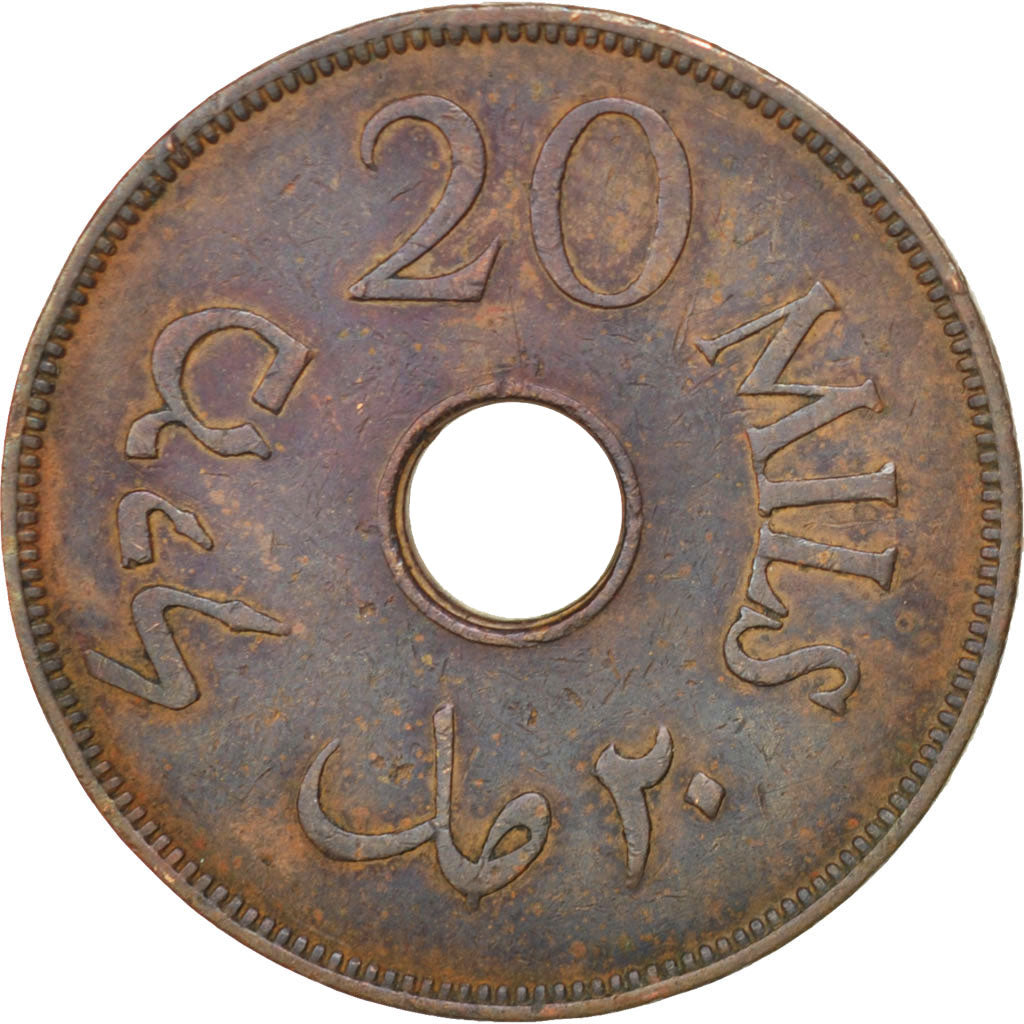Coin, Palestine, 20 Mils, 1942, AU(50-53), Bronze, KM:5a
