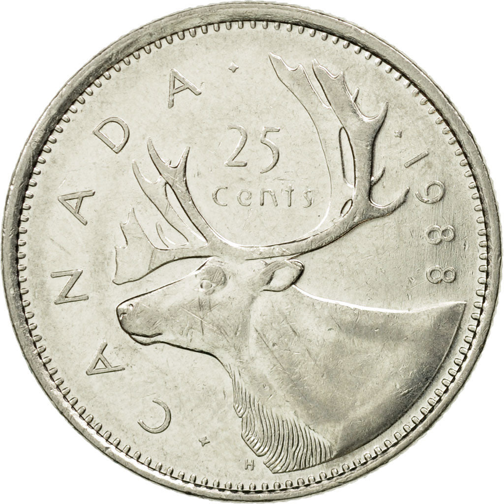 Coin, Canada, Elizabeth II, 25 Cents, 1988, Royal Canadian Mint, Ottawa
