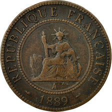 Coin, FRENCH INDO-CHINA, Cent, 1889, Paris, VF(20-25), Bronze, KM:1