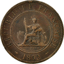 Coin, FRENCH INDO-CHINA, Cent, 1892, Paris, VF(20-25), Bronze, KM:1
