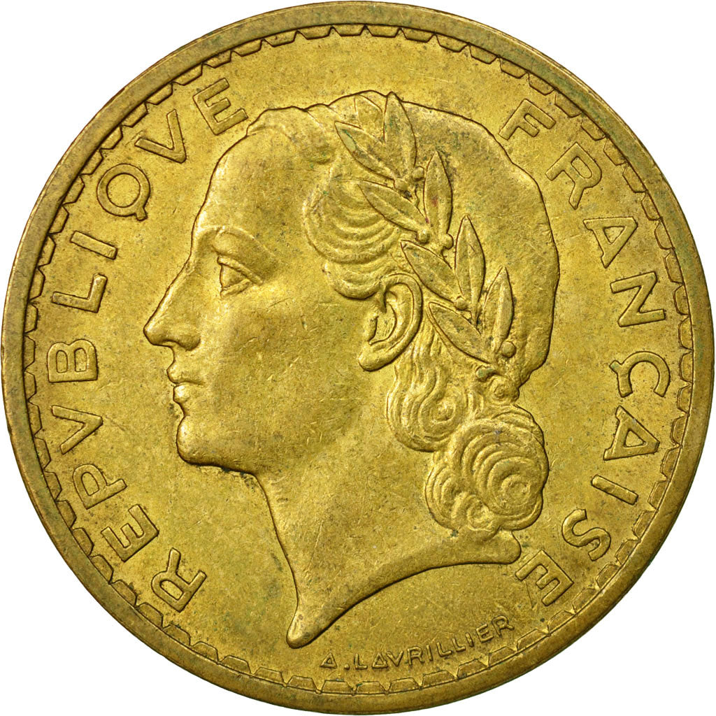 Moneda, Francia, Lavrillier, 5 Francs, 1939, Paris, MBC, Níquel, KM:888