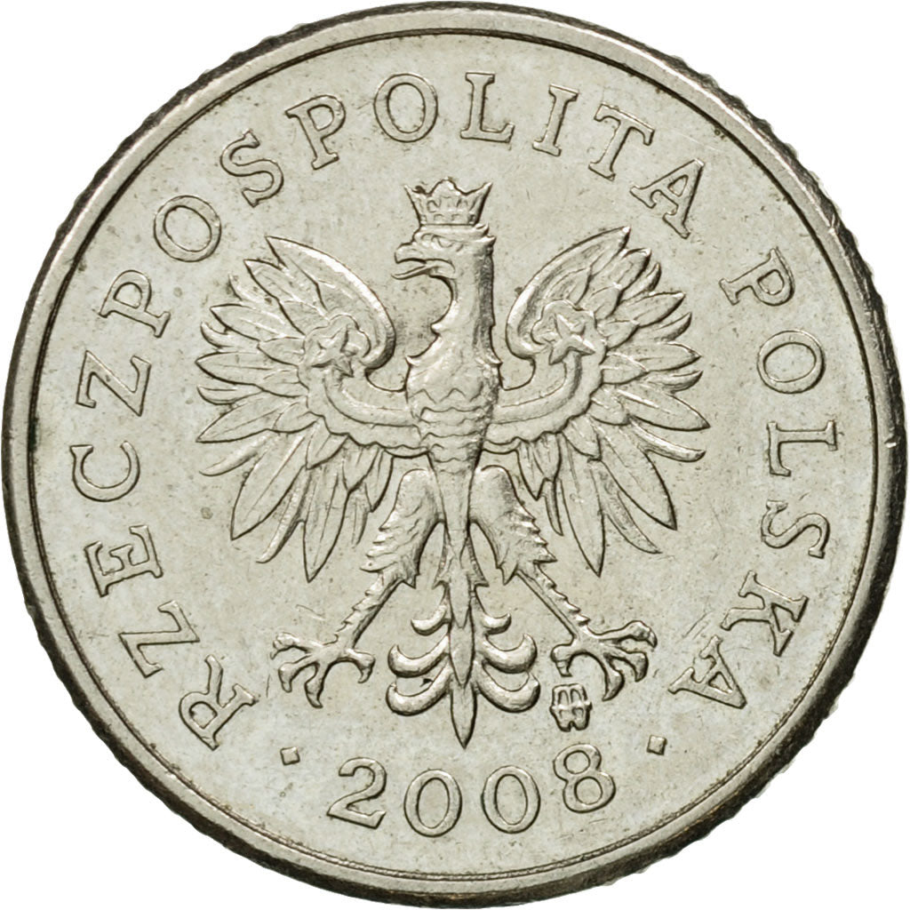 Moneda, Polonia, 10 Groszy, 2008, Warsaw, MBC, Cobre - níquel, KM:279