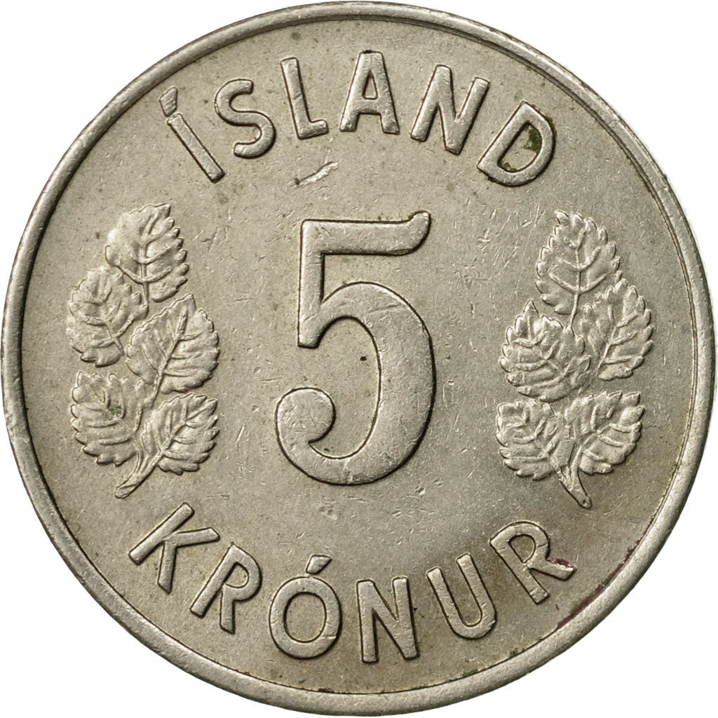 Coin, Iceland, 5 Kronur, 1969, EF(40-45), Copper-nickel, KM:18