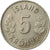 Moneta, Islandia, 5 Kronur, 1969, EF(40-45), Miedź-Nikiel, KM:18