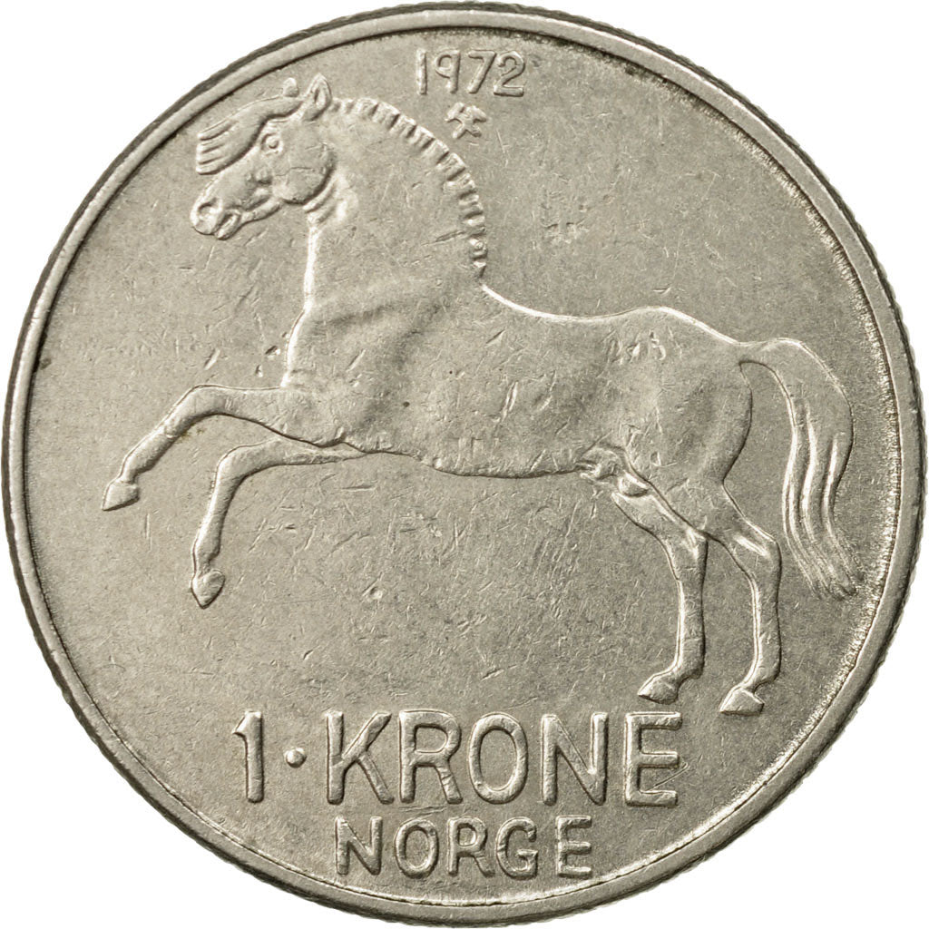 Coin, Norway, Olav V, Krone, 1972, EF(40-45), Copper-nickel, KM:409