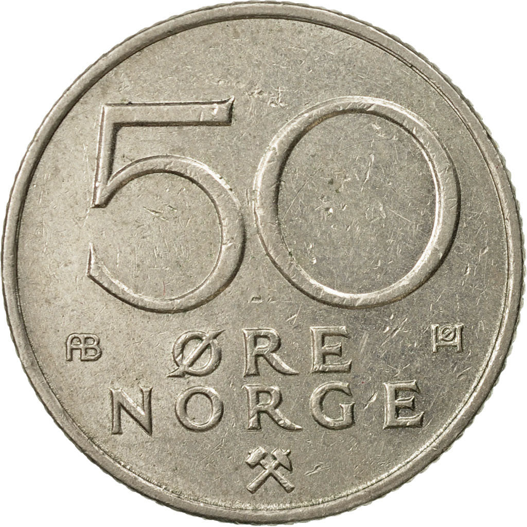 Coin, Norway, Olav V, 50 Öre, 1974, EF(40-45), Copper-nickel, KM:418