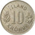 Moneta, Islandia, 10 Kronur, 1973, EF(40-45), Miedź-Nikiel, KM:15