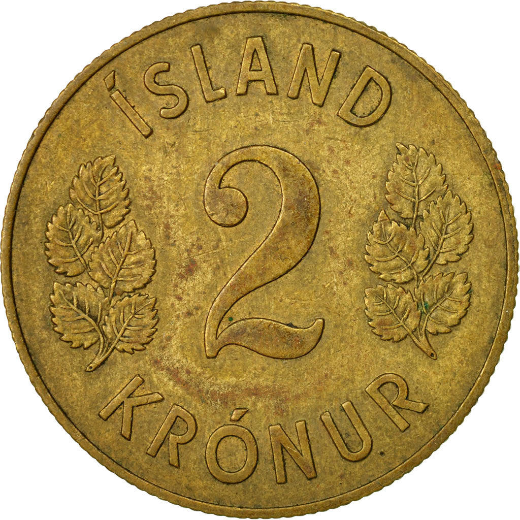 Coin, Iceland, 2 Kronur, 1958, EF(40-45), Nickel-brass, KM:13a.1