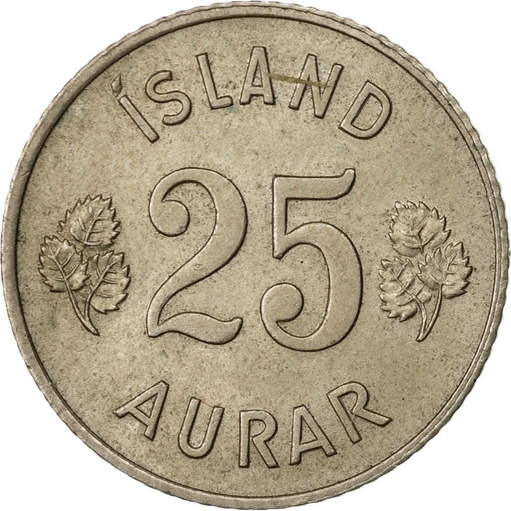 Coin, Iceland, 25 Aurar, 1954, EF(40-45), Copper-nickel, KM:11