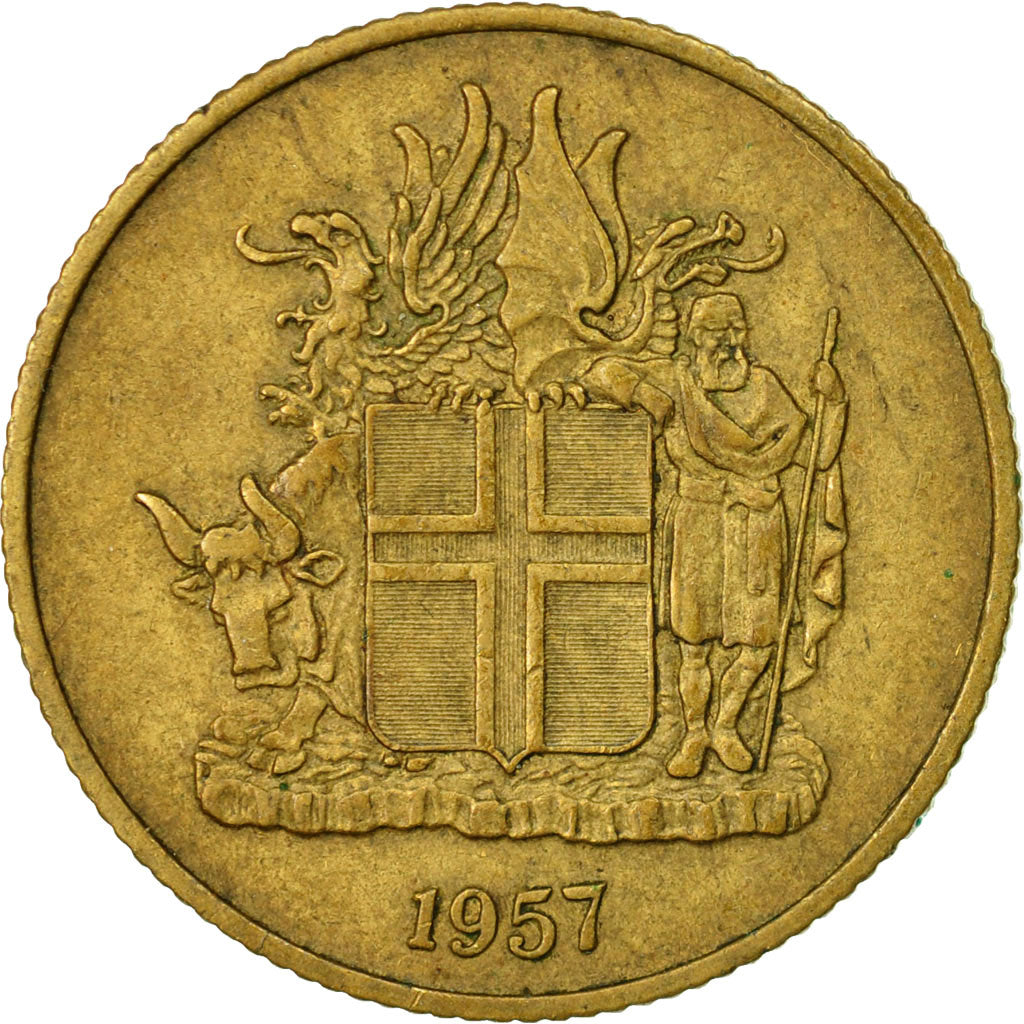 Coin, Iceland, Krona, 1957, EF(40-45), Nickel-brass, KM:12a