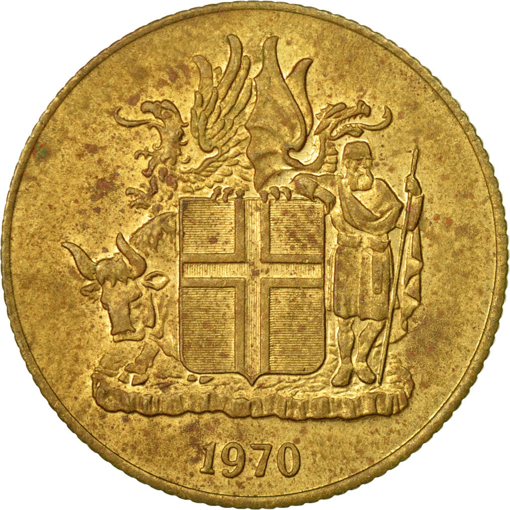 Coin, Iceland, Krona, 1970, EF(40-45), Nickel-brass, KM:12a