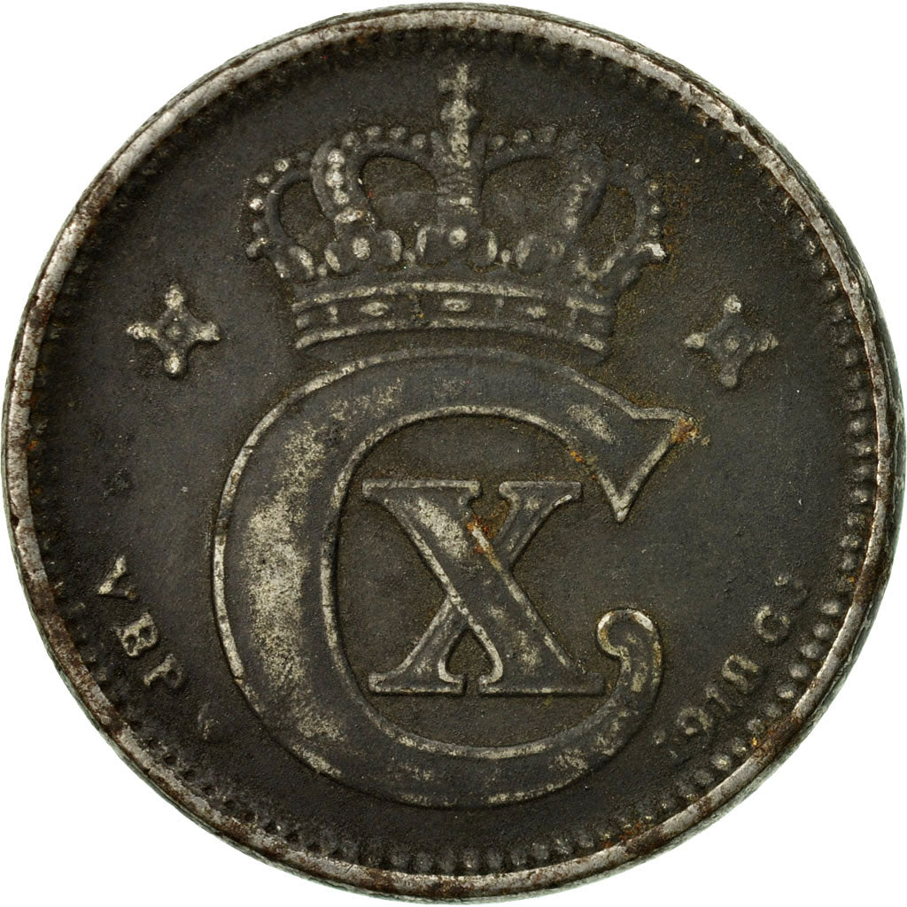 Moneta, Danimarca, Christian X, 5 Öre, 1918, Copenhagen, MB+, Ferro, KM:814.1a