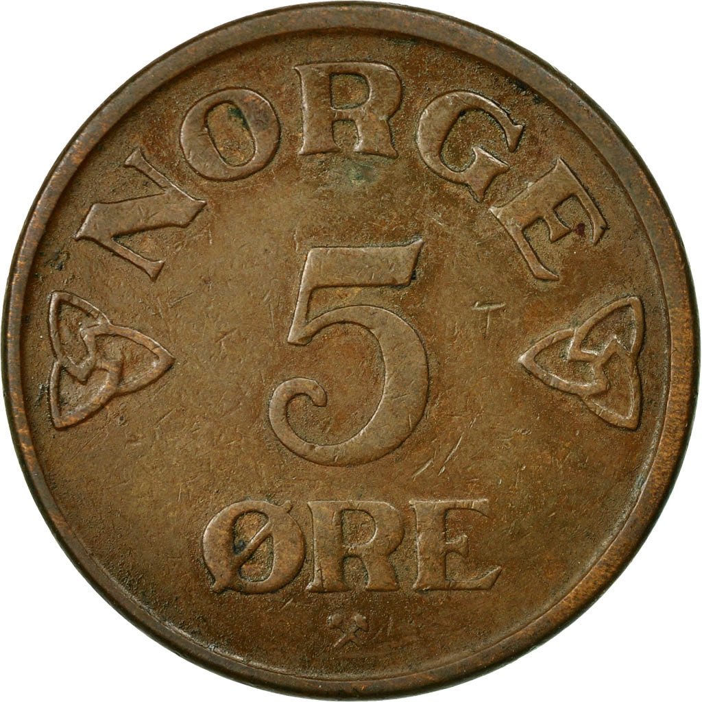 Coin, Norway, Haakon VII, 5 Öre, 1954, VF(30-35), Bronze, KM:400