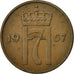 Coin, Norway, Haakon VII, 5 Öre, 1957, EF(40-45), Bronze, KM:400