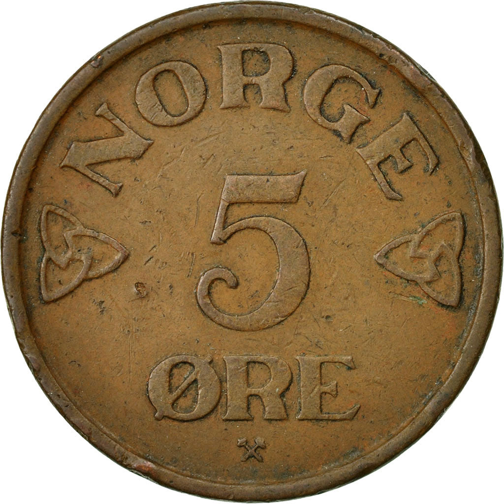 Coin, Norway, Haakon VII, 5 Öre, 1957, EF(40-45), Bronze, KM:400